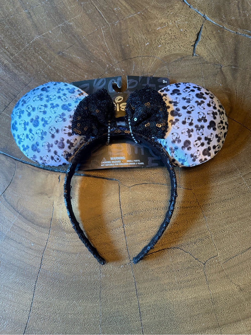 Minnie Mouse Sequin Ear Headband - Black & White